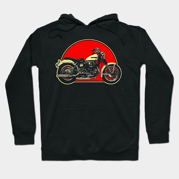 1968 Harley-Davidson XLCH Retro Red Circle Motorcycle Hoodie by Skye Bahringer